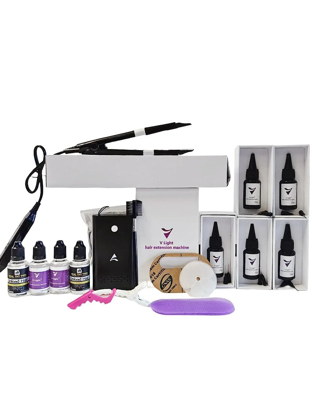 V-Light Technology Hair Extension Machine with V light Hair extension glue white Hair Extension Tools Kit Set 20min finish /2025