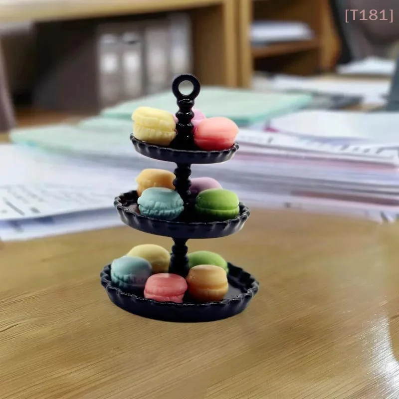 

[E] 1Pcs Dollhouse Mini Cake Tray Model Simulation Miniature Cake Stand Ornament Toys Scene Decoration Doll House Accessories