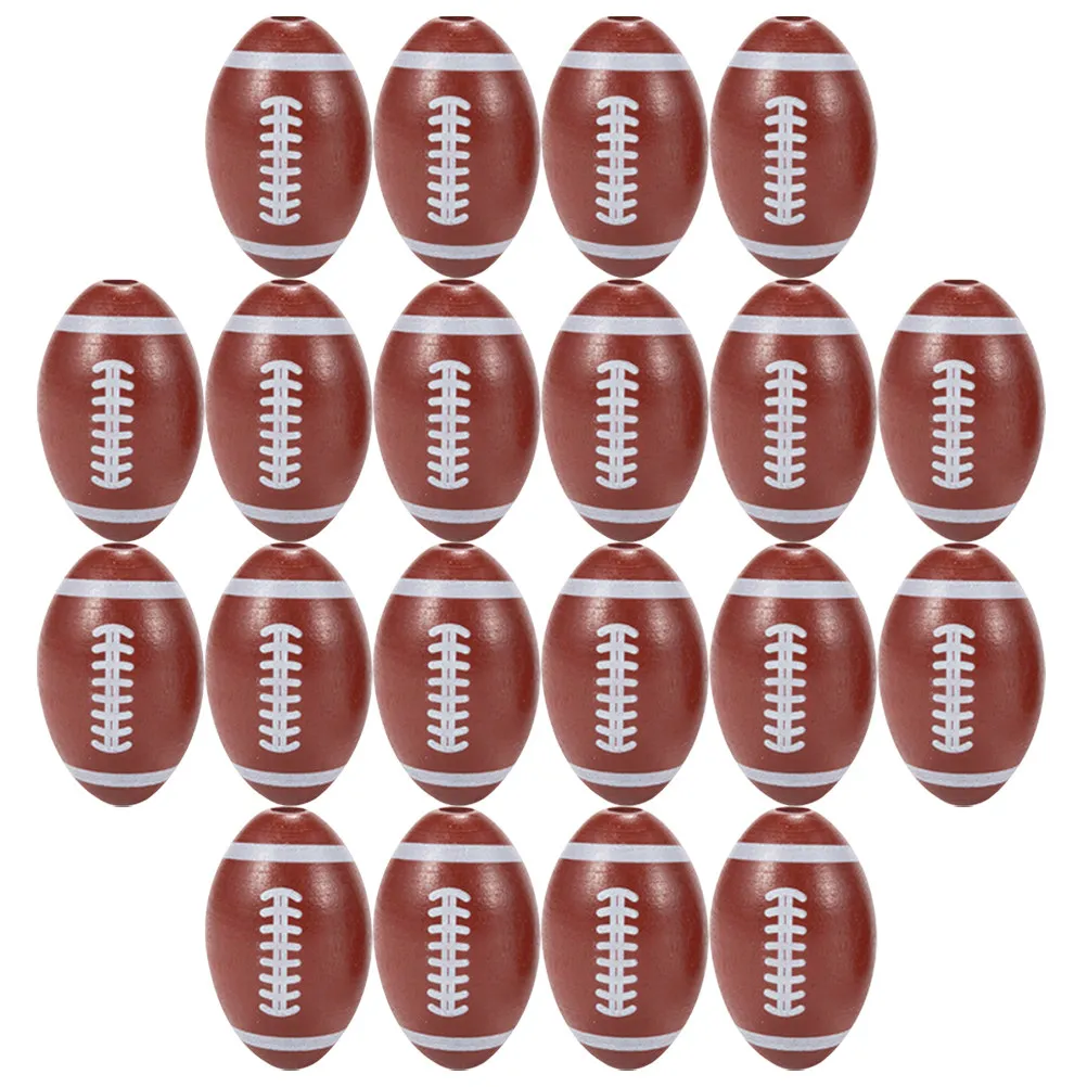 20Pcs Wooden Rugby Football Beads Multi-Function Sports Beads for Jewelry Making Friendship Bracelet Necklace Earring DIY Craft