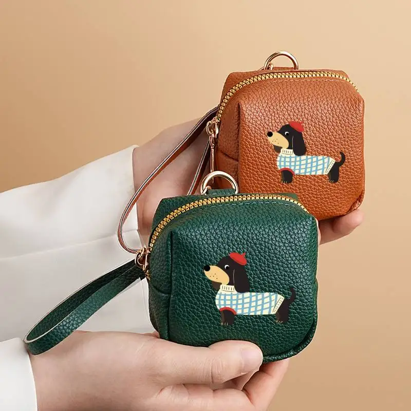 1PC Mini Coin Purse Keychain Wallet PU Leather Zipper Coin Pouch Small Change Wallet Key Holder Portable Card Coin Bag