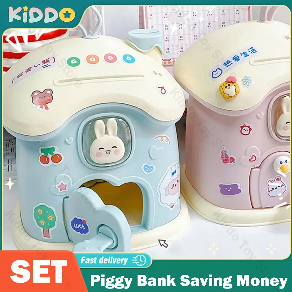 DIY Money Banking Toys Piggy Bank Kids Creative Money Saving Pot Coin Bank Coin Box With Lock Key Christmas Gift Toy for Girl