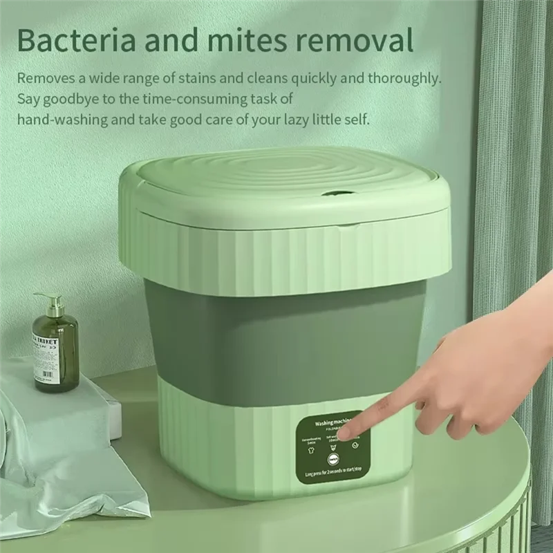 غسالة EMECE-Compact 8L قابلة للطي، ملابس مثالية للطلاب، قابس الاتحاد الأوروبي المحمول والفعال #3