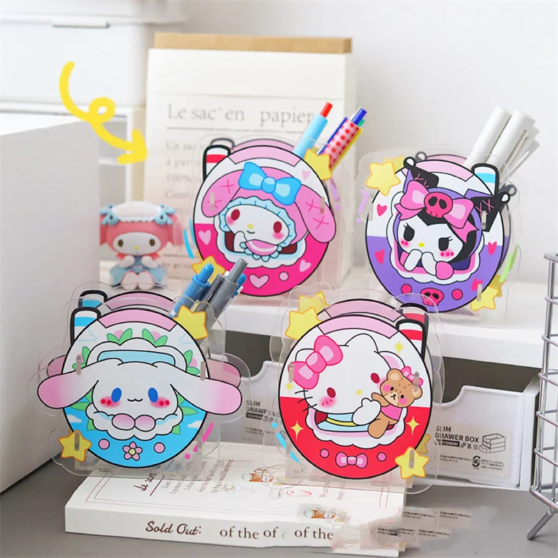 

6 pcs/lot Transparent Sanrio Kuromi Cinnamoroll Pen Holder Cute Desk Storage Box Stationery School Office Supplies Kids Gift