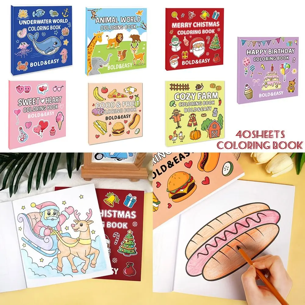 

Multi Theme Coloring Book Animal/Ocean/Fruit/Planet Christmas Theme Graffiti Painting Book Educational Montessori Drawing Toys