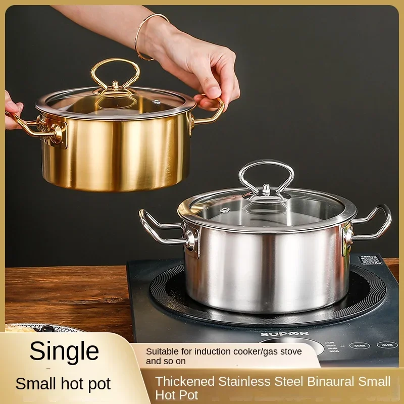 

Thickened Stainless Steel Soup Pot with Double Ears in The Kitchen, Gold Covered Induction Cooker, Universal Gas Stove Hot Pot