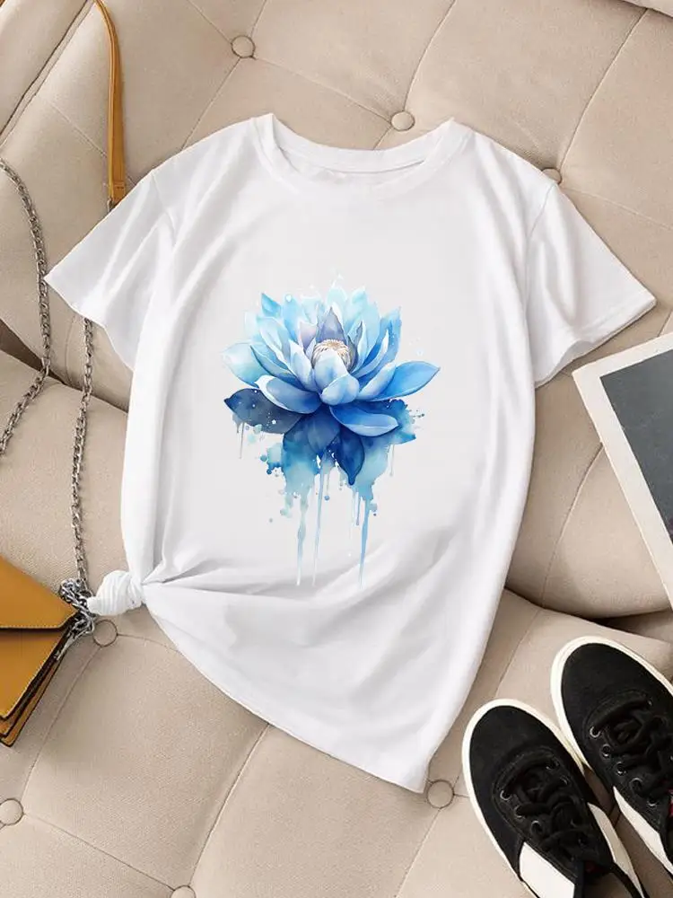 

Printing Print Fashion Graphic T-shirts Top Short Sleeve Tee Woman Lovely Watercolor Cute Casual Tshirts Women's Clothing