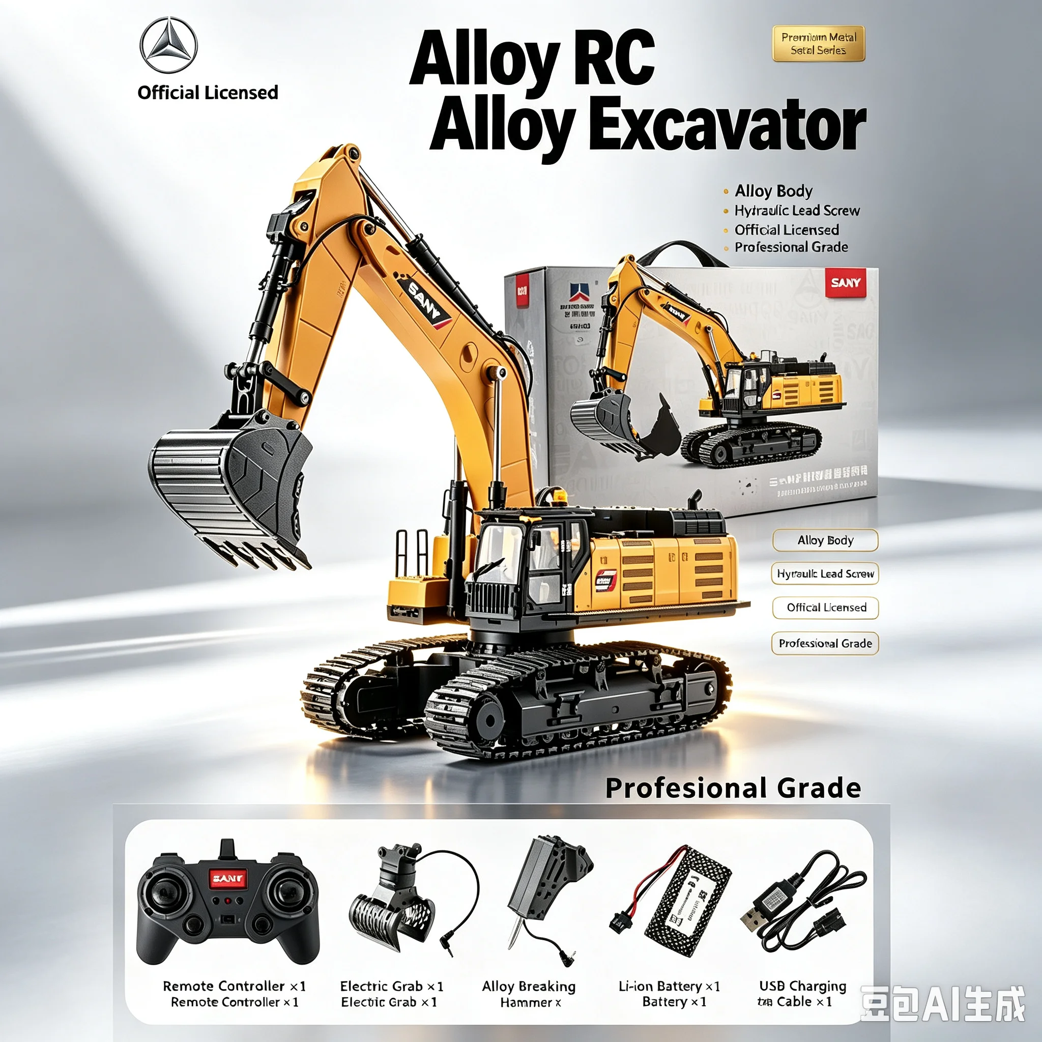 Huina YS980 screw version 28 channels remote control alloy excavator toy engineering vehicle simulation fluid digging boy gift