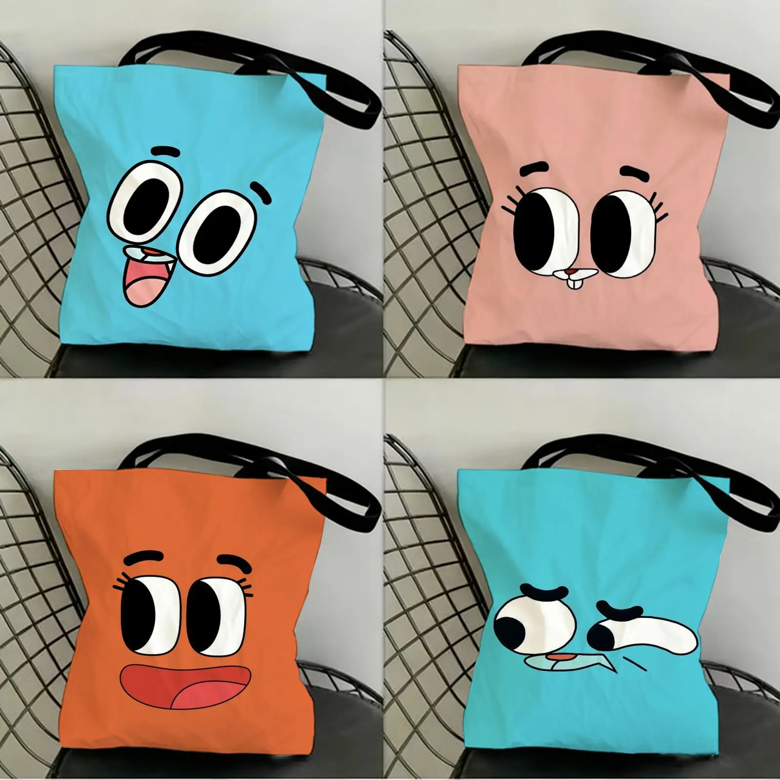 

A-Amazing World Gumball Storage Bags Canvas Double-Sided Print Shopping Bag Large Capacity Aesthetic Reusable Tote Bag