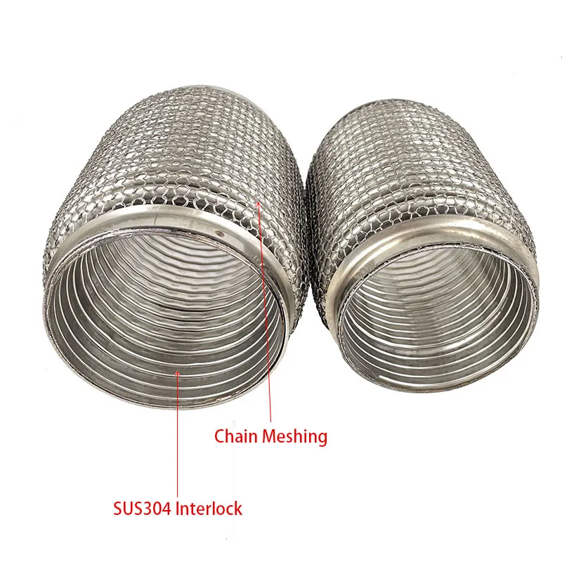 Stainless Steel SUS304 Exhaust Flex Pipes Tube Flex Coupler With Interlock Super Flexible 63x100mm 63x150mm 76x100mm