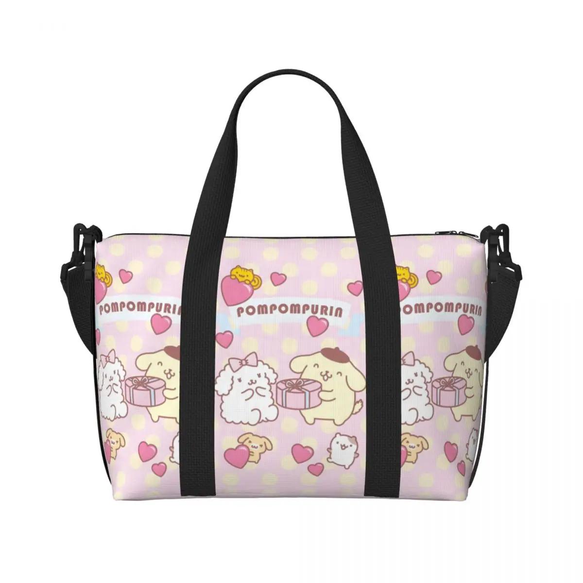 

Сумки для покупок с помпонами на заказ, сумки для покупок, женские сумки большой емкости для собак, аниме, тренажерный зал, пляжные дорожные сумки