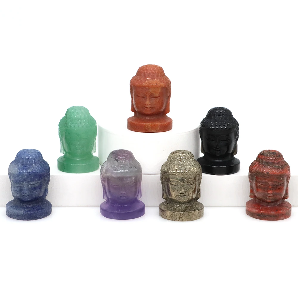 Mini Buddha Statue Nature Stone Amethyst Obsidian Healing Crystal Fengshui Figurine Crafts Ornament Health Wealth Home Decoratio