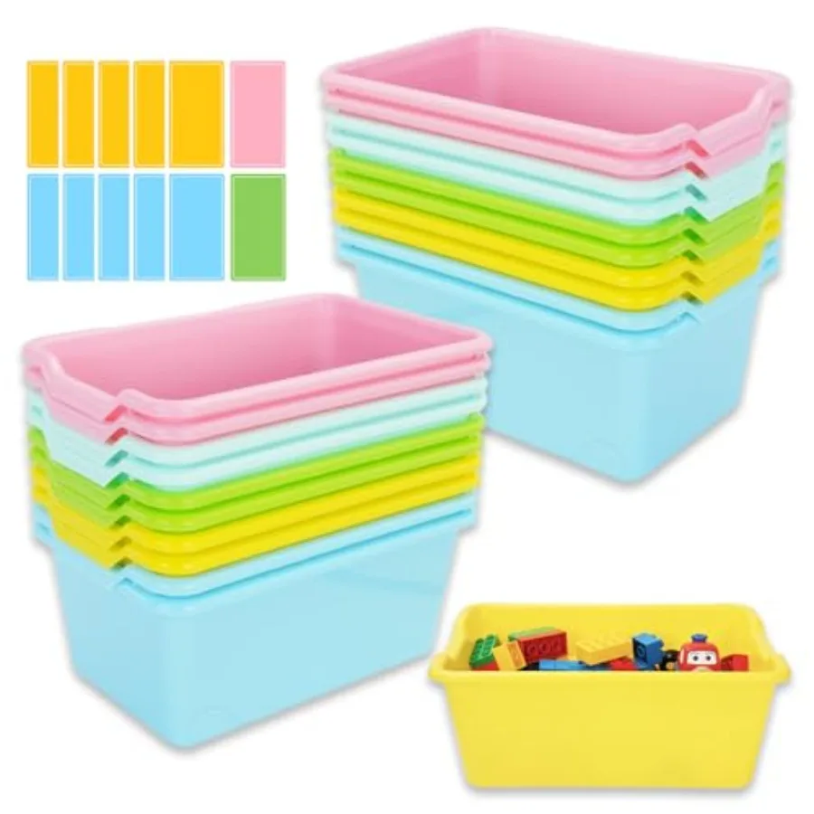 

20Pcs Plastic Cubby Bins Book Bins Classroom Toy Storage Bins Basket with Label Stickers Stackable Storage Tub Containers for L