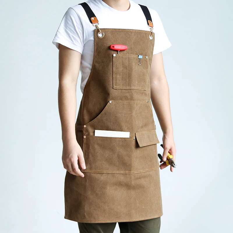 Woodworking Aprons Heavy Duty Thicken Canvas Work Apron with Pockets Carpenter Blacksmith Shop Apron for Men Gift