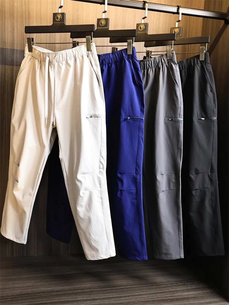 

Water-Resistant Soft ell Men's Casual Pants Lightweight Spor Straight Leg Fall Faion Urban Sle Elastic Waisand