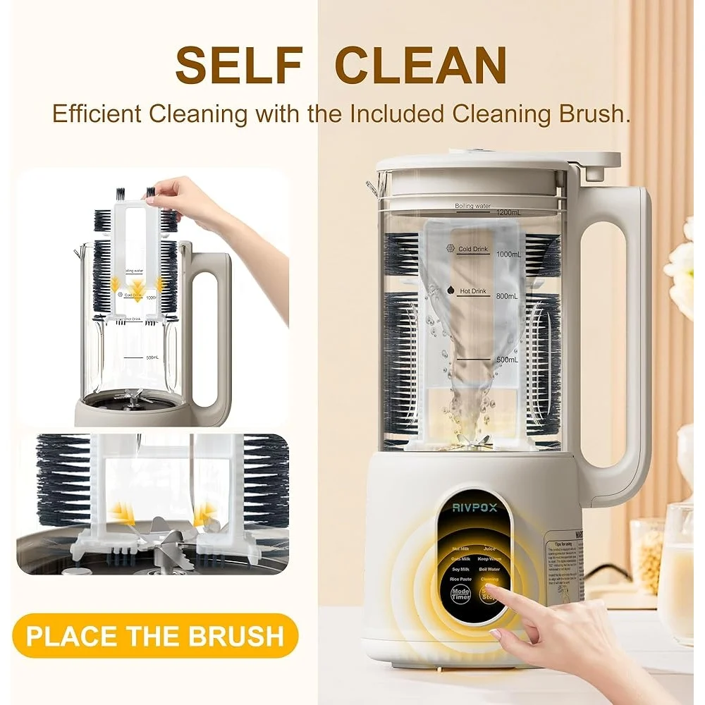 Machine automatique de lait de noix 8 en 1, mélangeur de jus de lait d'avoine, d'amande et de soja, autonettoyant, Programmable, garde au chaud, Portable