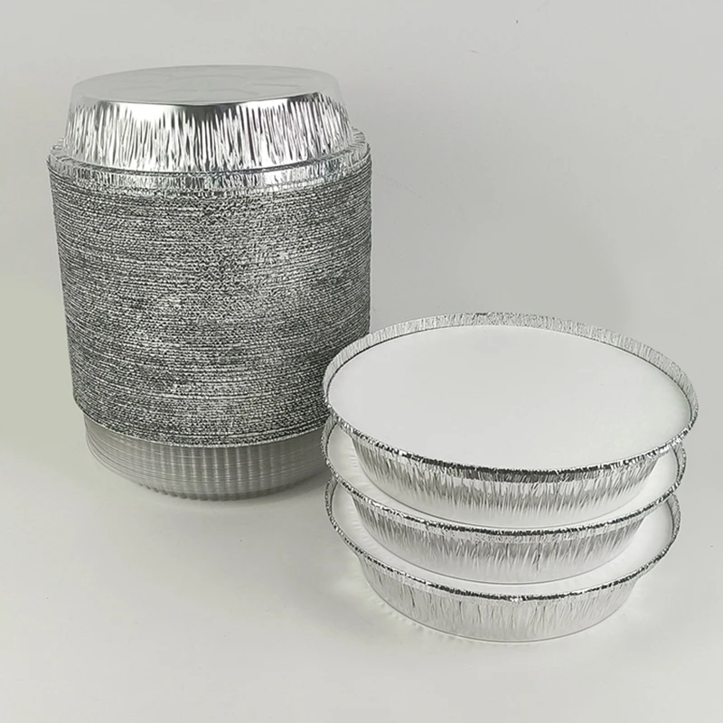 

Round Heat-Resistant Baking Trays with Lids 10pcs Pack Silver Containers for BBQ Air Fryer Food Storage Takeaway Home Kitchen