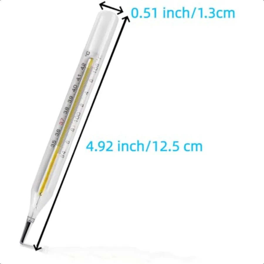 Clinical Glass Thermometer for Underarm 2PCS Classic Non Digital Thermometer for Adults Accurate Easy Reading by