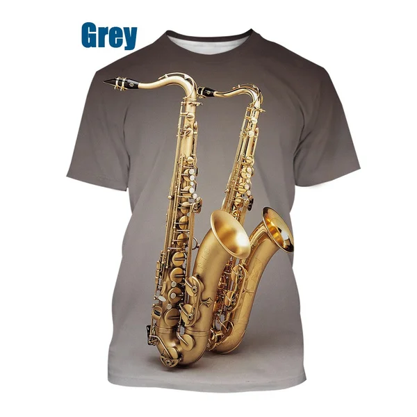 Men Women 3d Saxophone T Shirt Hip Hop Music 3d Printed Short Sleeve Summer Tops