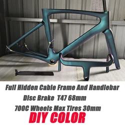 Full Hidden Cable Road Bike Frame with Handlebar, DIY Color, Bicycle Frameset, The Newest Design From CECCOTTI Factory