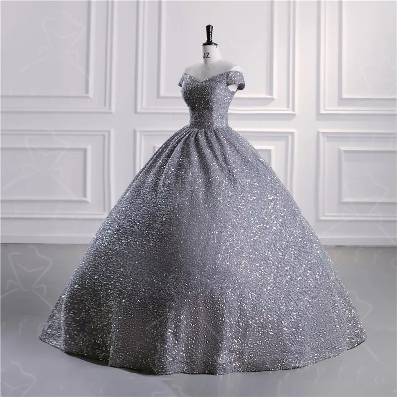 Luxus Pailletten Quince anera Kleider klassische Party kleid elegant von der Schulter Abschluss ball Kleid echte Foto Vestidos anpassen