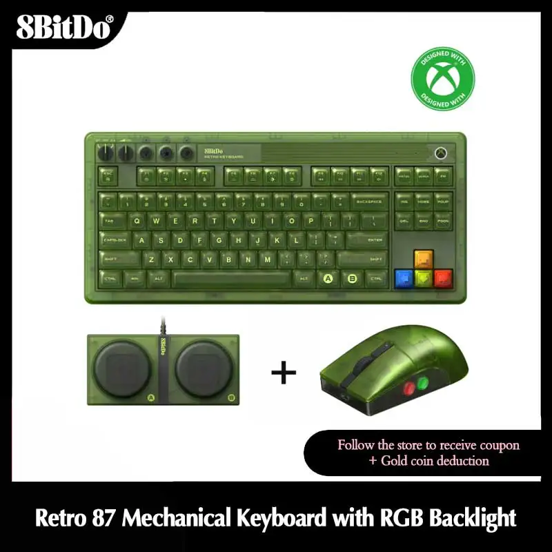 8BitDo Retro 87 Mechanical Keyboard with RGB Backlight，Hot Swappable ,Bluetooth/2.4G/USB-C Gaming Keyboard for Windows Android