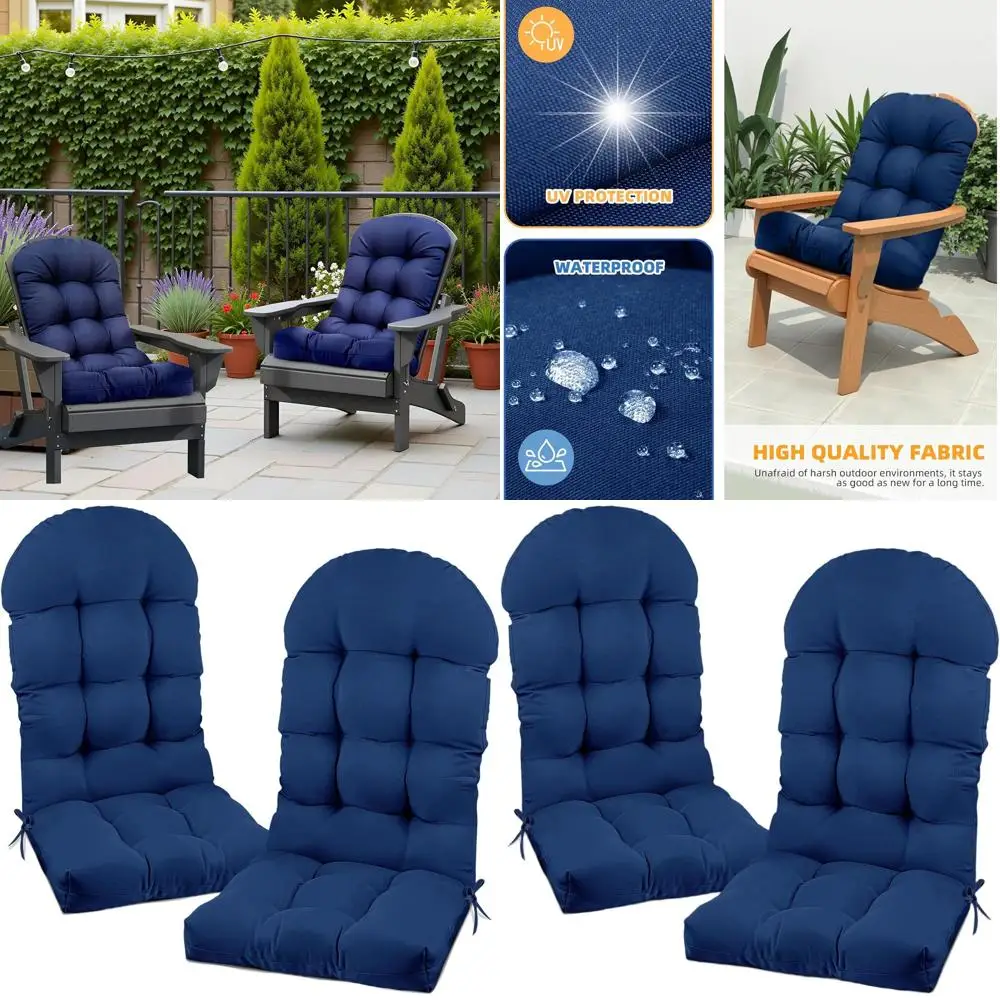 

Набор из 2 водонепроницаемых подушек для уличных кресел Adirondack темно-синего цвета с завязками, толстые и нескользящие, 47.24x19.69x4 дюйма.