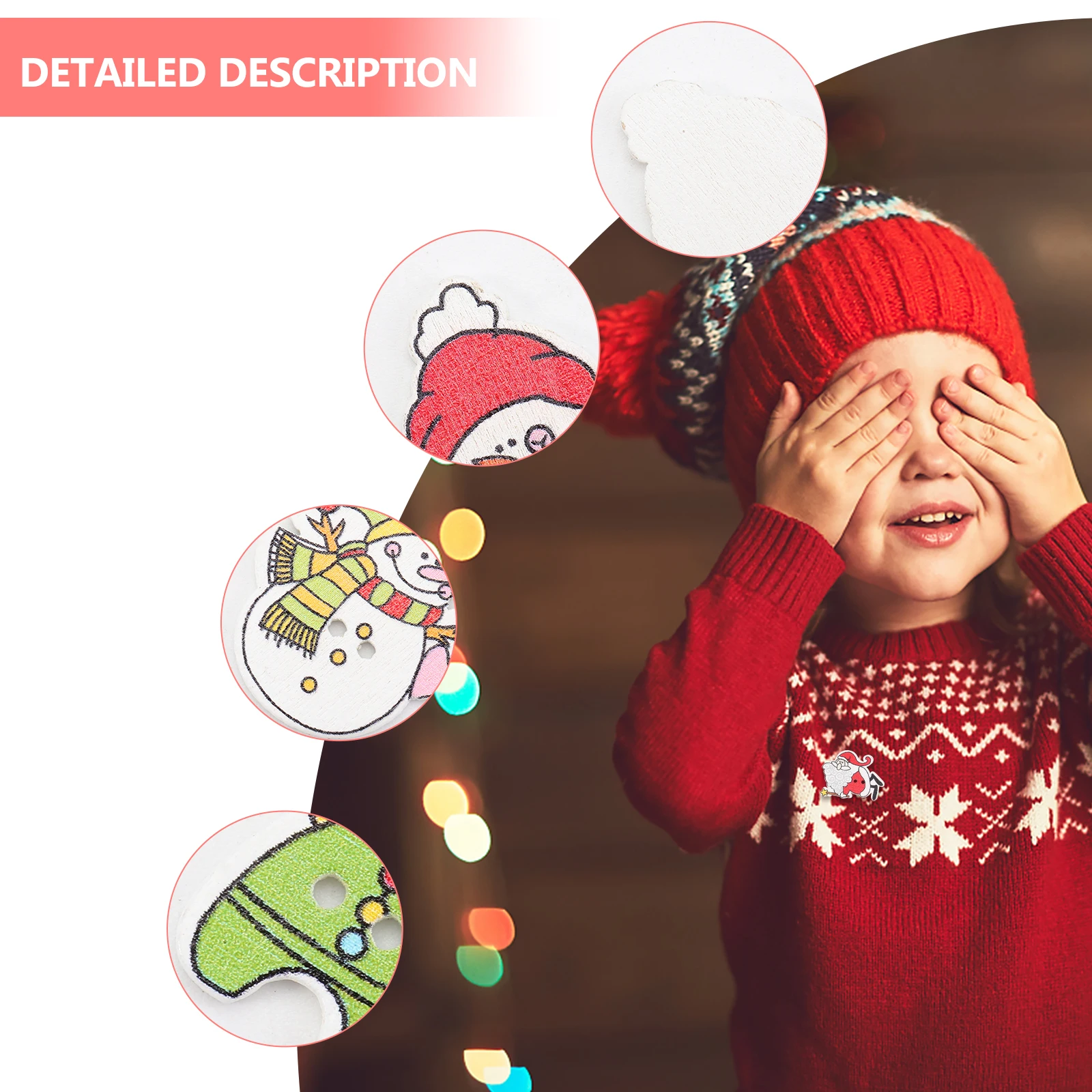 

50 Pcs Christmas Costume Accessories Decoration Shaped Mixed Party Nativity Buttons 2 Holes Santa Child