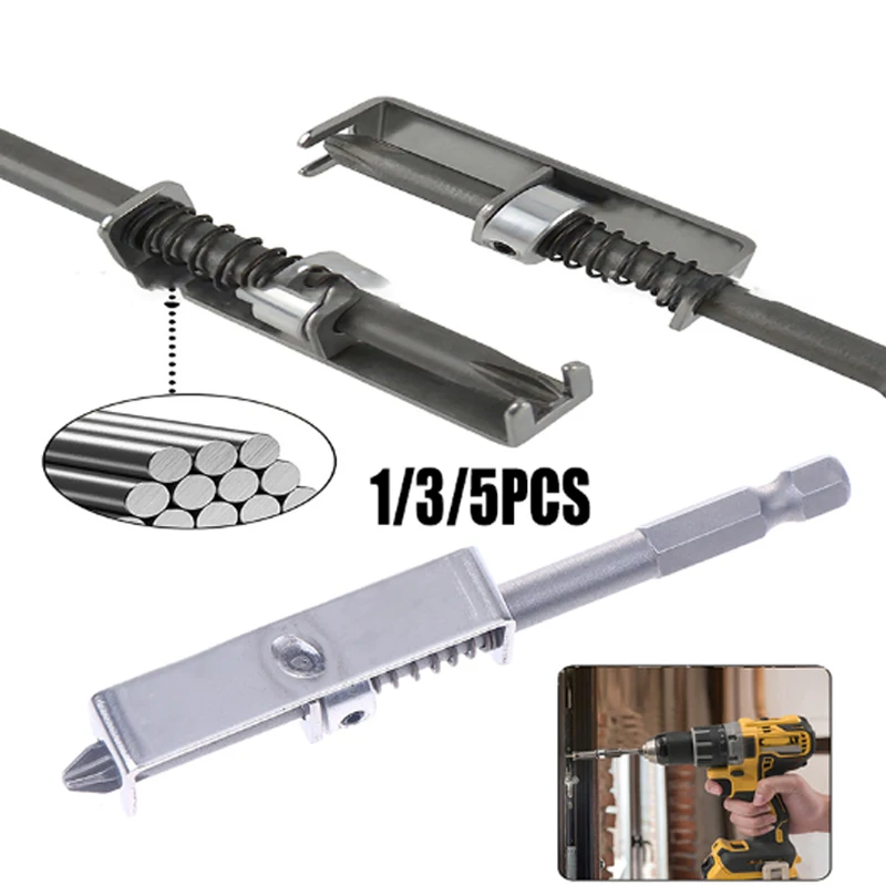 1/3/5PC Spring-Loaded Screw HolderWear Resist Anti-Drop Screwdriver Bit Universal Screw Retaining ToolFor Electricians Mechanics