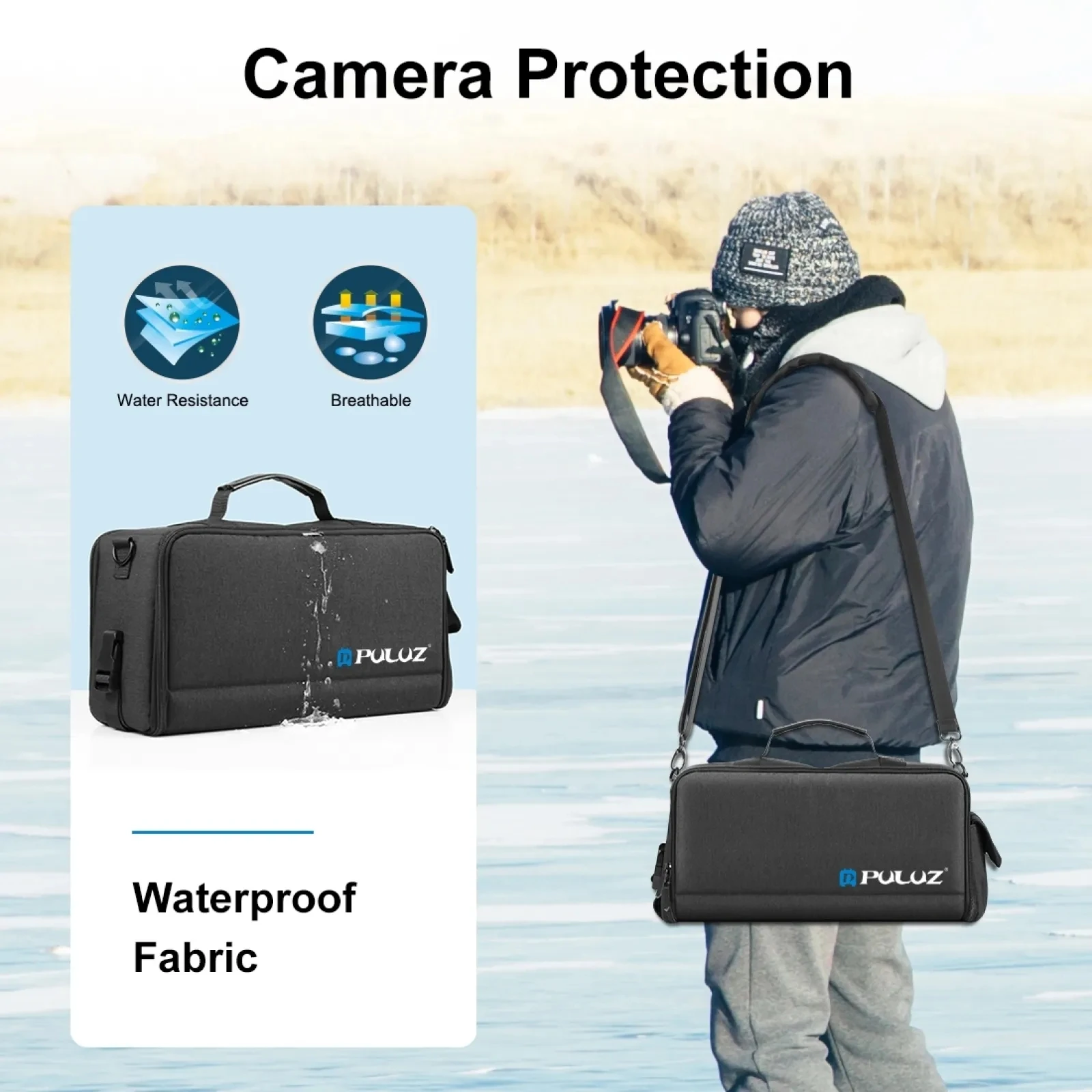 PULUZ Portable Camera Lens Storage Bag Outdoor Foldable Crossbody Shoulder Bag for DSLR Digital Cameras Lens Photography Bag