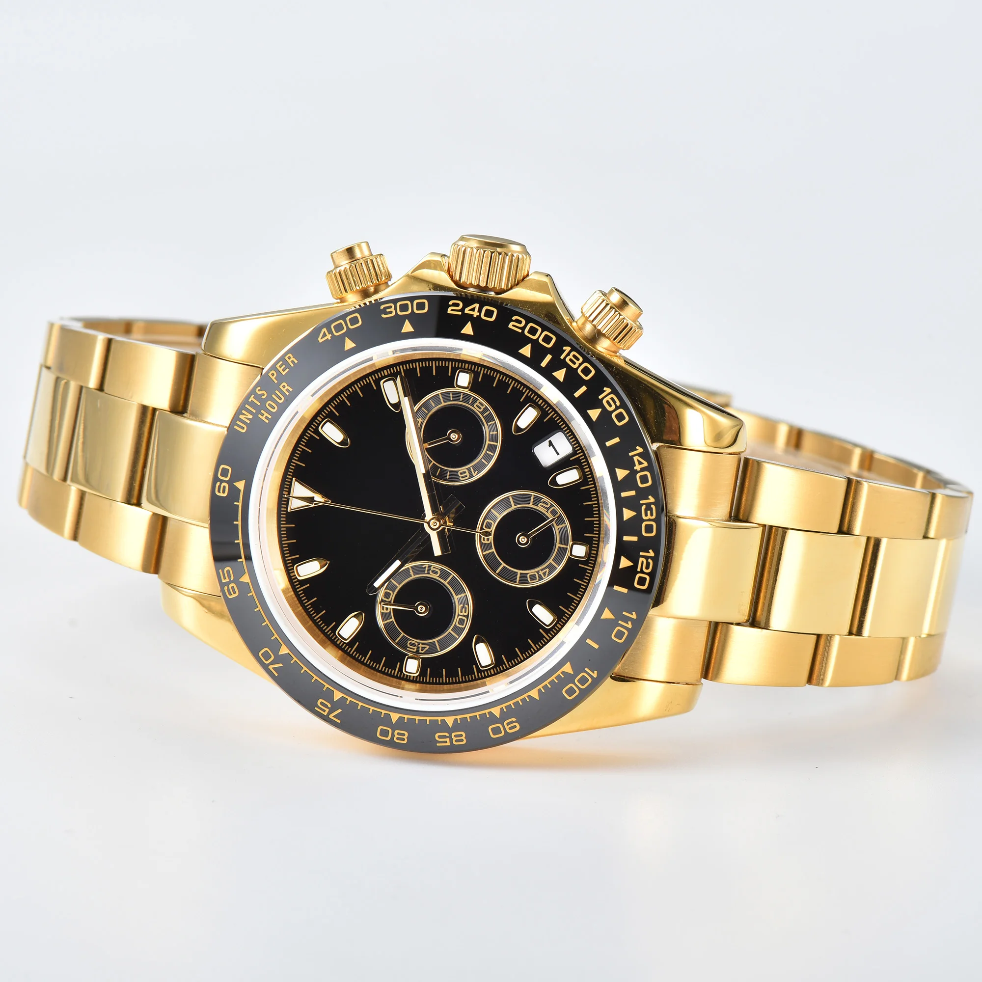 40mm stainless steel men's quartz watch VK63 movement waterproof multi-functional date luminous display sapphire glass watch