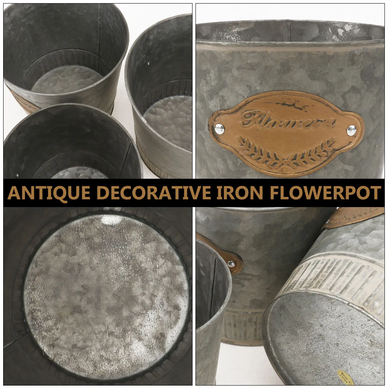 3Pcs Iron Flower Bucket for Dried Flowers Indoor Outdoor Wall Hanging Planter Creative Home Decoration Desktop Storage Barrel