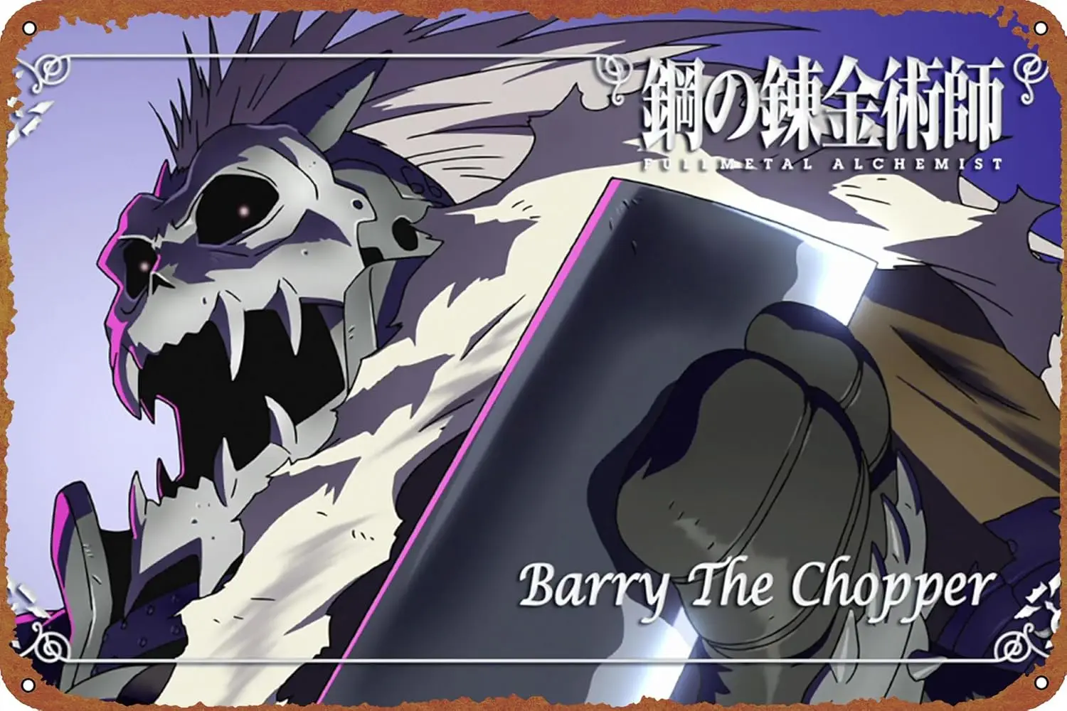 Barry The Chopper Fullmetal Alchemist Anime Poster Tin Plate Metal Style Cafe Home Bar Garage Garden Door Wall Art Decor