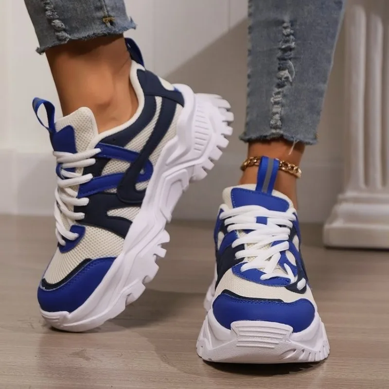 Women's Shoes on Sale 2024 New Lace Up Women's Vulcanize Shoes Autumn Breathable Mesh Mixed Colors Outdoor Casual Walking Shoes