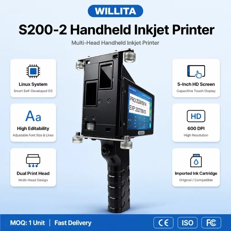 Willita Four-Head Handheld Inkjet Printer, Multifunctional Marking for Paper & Plastic Pouch in Small Workshops - view 3