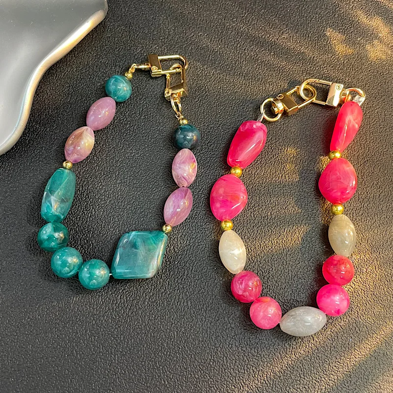 

Ремешок для мобильного телефона, красочная цепочка для мобильного телефона, короткая веревка на запястье, подвеска-брелок, браслет из бисера ручной работы, портативный