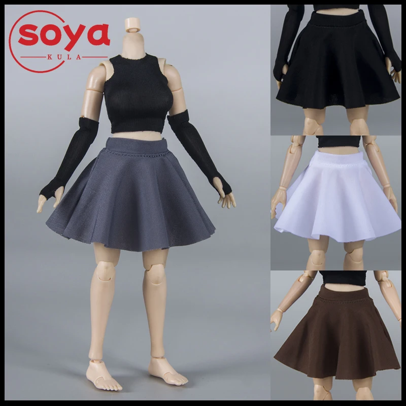 CHILI TOYS – jupe courte plissée élastique, échelle 1/12, modèle de vêtements adapté au corps de figurine de soldat féminin de 6 pouces