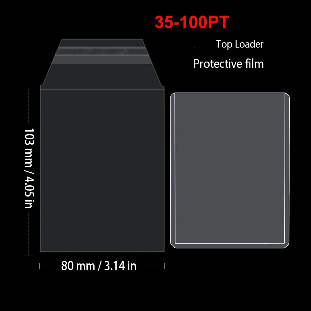 100 قطعة حامل بطاقة قابلة لإعادة الغلق الأكمام للرافعة العلوية/حامل البطاقة الممغنطة حامي/أكمام فيلم بلاستيكية شفافة مقاومة للماء #3
