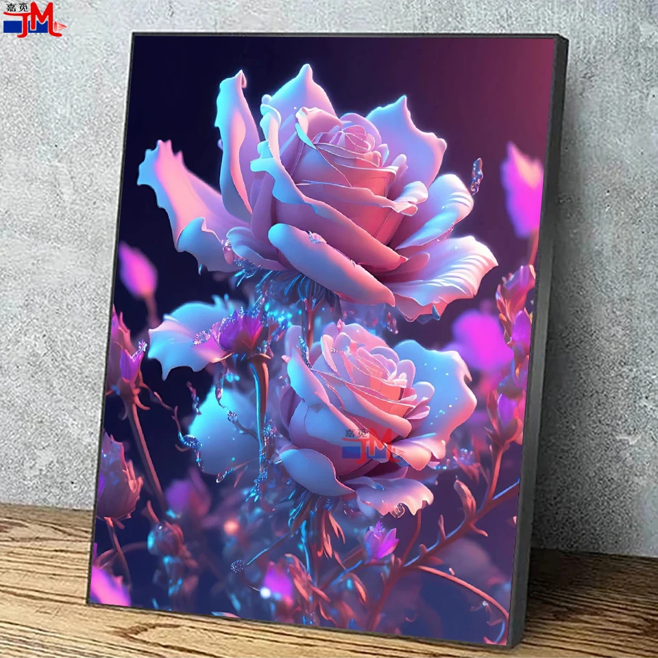 Fantasy Flower Diamond Mosaic Full Square Round Drill Pink Rose Diy Diamond Painting Cross Stitch Of Rhinestone Emrboidery Decor