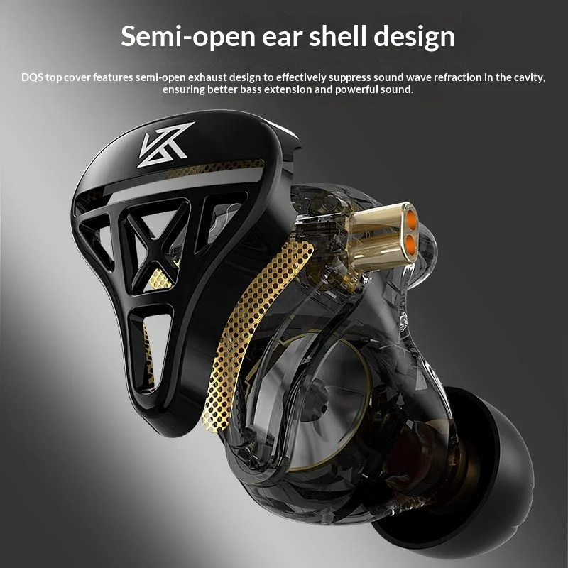 Kz Dqs Dynamic Driver In Ear Earphones Super Bass Hifi Wired Earbuds Gaming Sports Monitor For Phone Pc