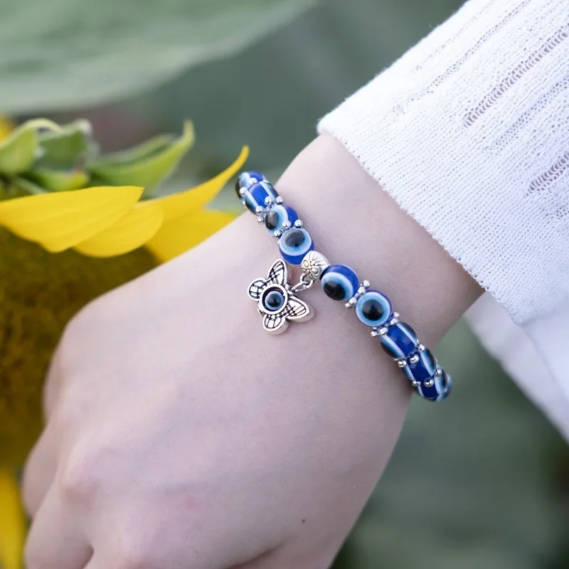 Simple Personalized Blue Evil Eye Women Bead Bracelet Handmade DIY Casual Men Lucky Bracelet