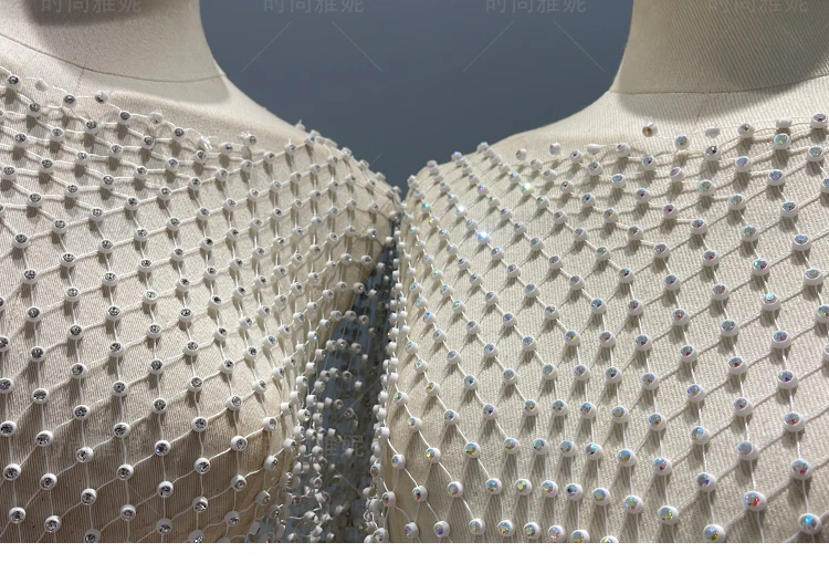 Women Celebrity reception Dress Diamond Crystal Long Dress Nightclub performance Hollow perspective Party Club Dress Summer