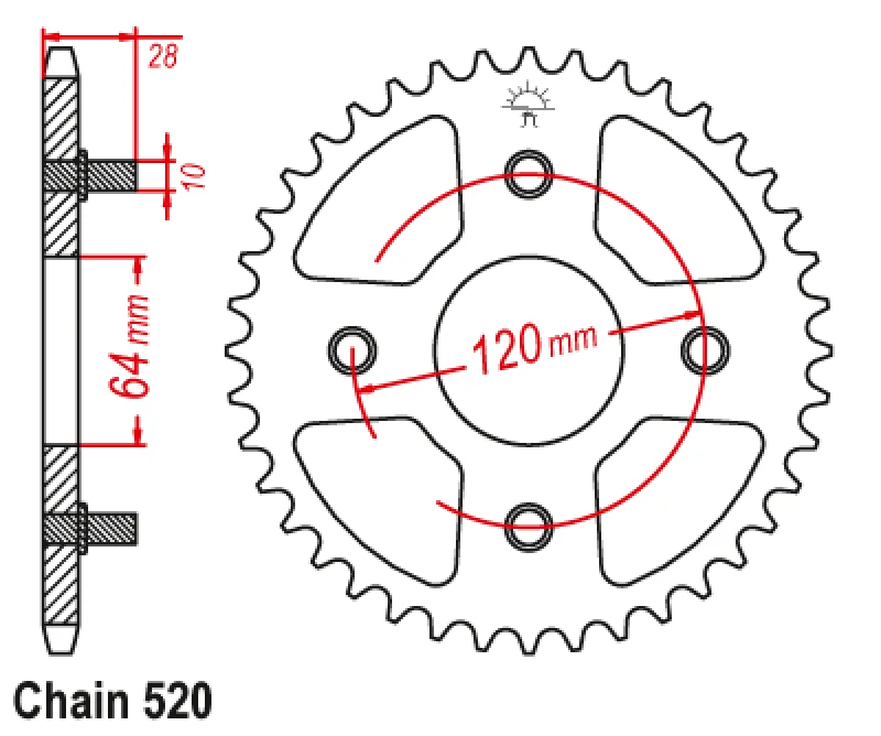 520 Chain 41T Motorcycle Raer Sprocket For Honda AX 1 AX-1 AX1