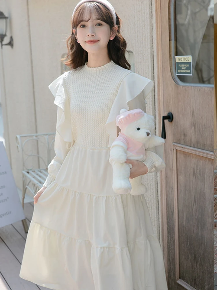 Dresses Women Patchwork Special Charming Elegant Sweet Modern Korean Style Basics Autumn All-match Ladies Age-reducing Tender