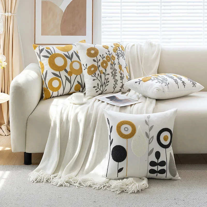 Towel Embroidered Small Fresh Four Seasons Universal Pillow Cover Home Living Room Sofa Pillowcase Embroidered Pillow Covers