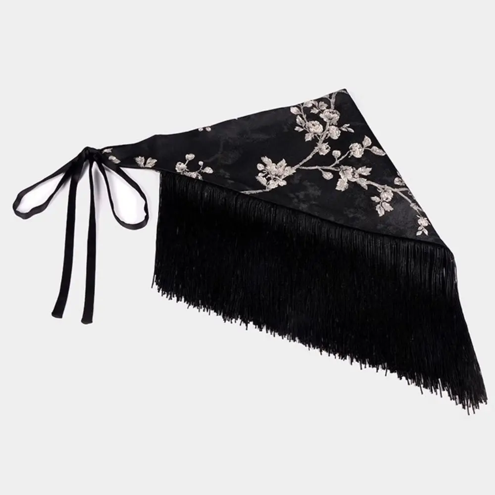 Chinese Style Triangular Waist Belt Tassel Ethnic Style Trim Butt Curtain Irregular Hem Leopard Print Floral Triangular Belt