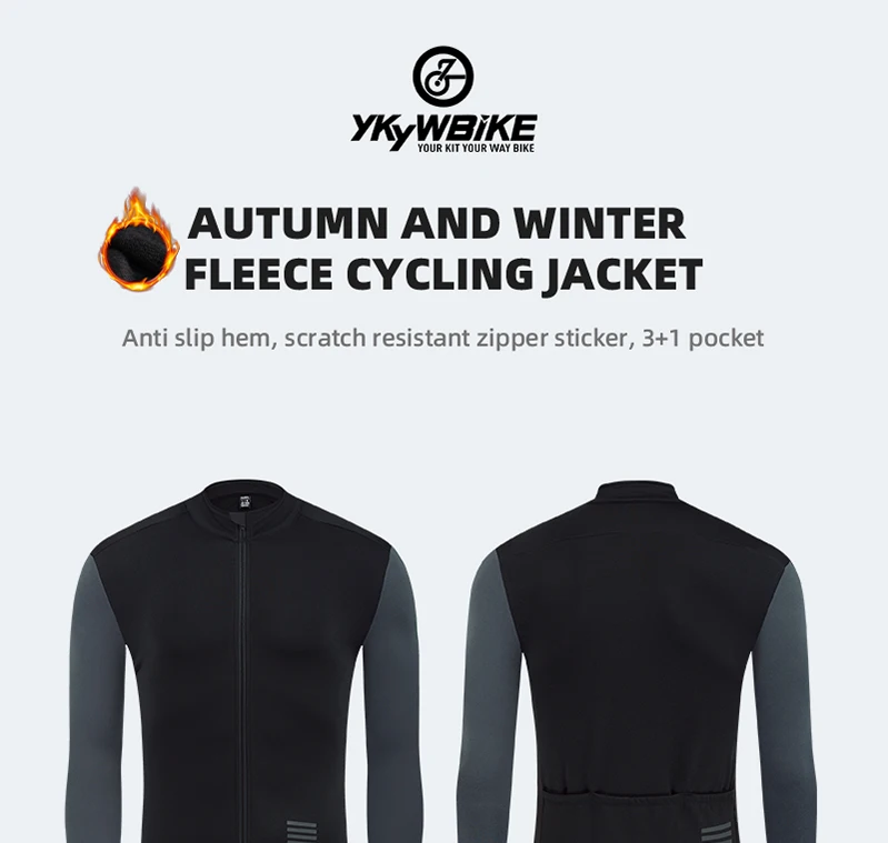 YKYWBIKE Winter Herren Radtrikot 5-15 ° C Thermofleece-Radsportbekleidung Fahrradjacke MTB Rennradjacke Radfahrer-Oberteile – Detail 1