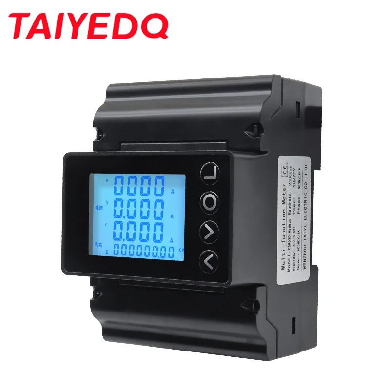 3 Phase 4 Wire Multifunction Power Instrument RS485 Din Rail Wattmeter 220V Three Phase Energy Meter