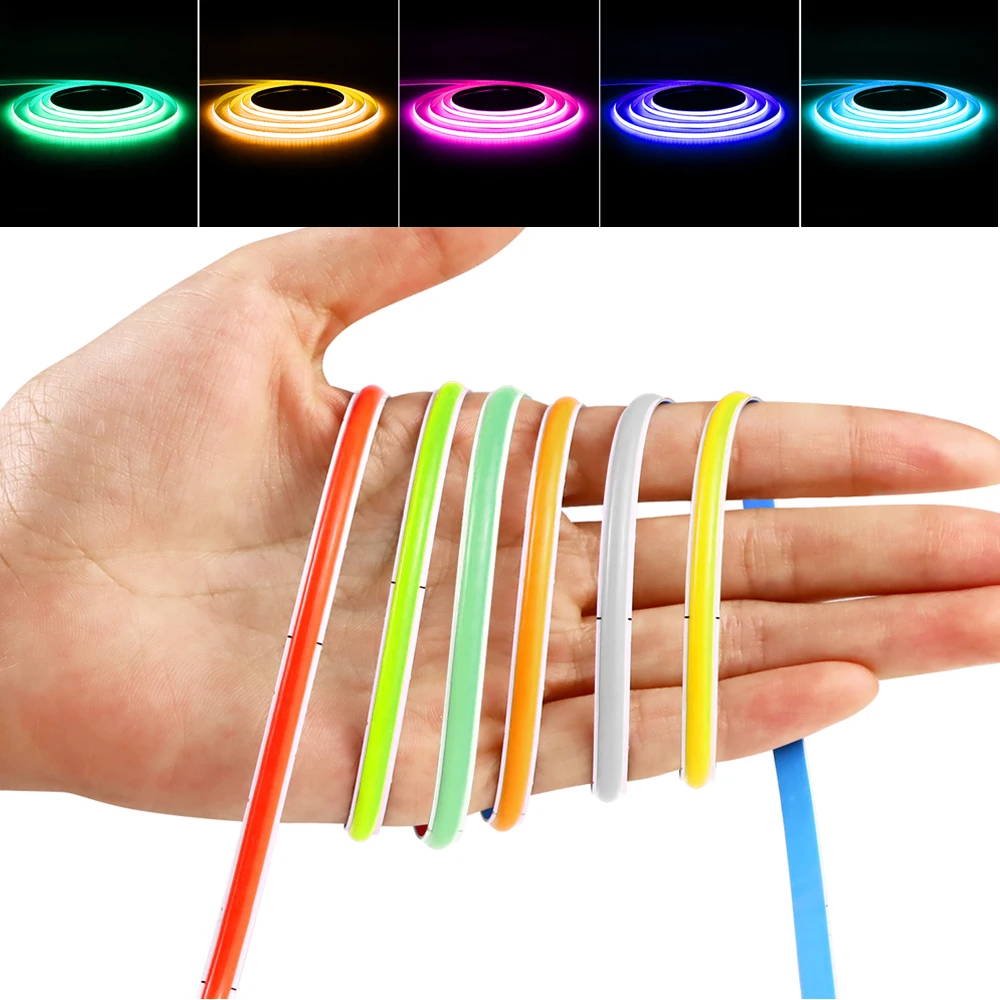 Ultra cienka taśma 5MM FOB Single Color 12V COB LED Strip Light Flexible PCB Super Bright Neon Tape For Kitchen Cabinet Room Car Decor