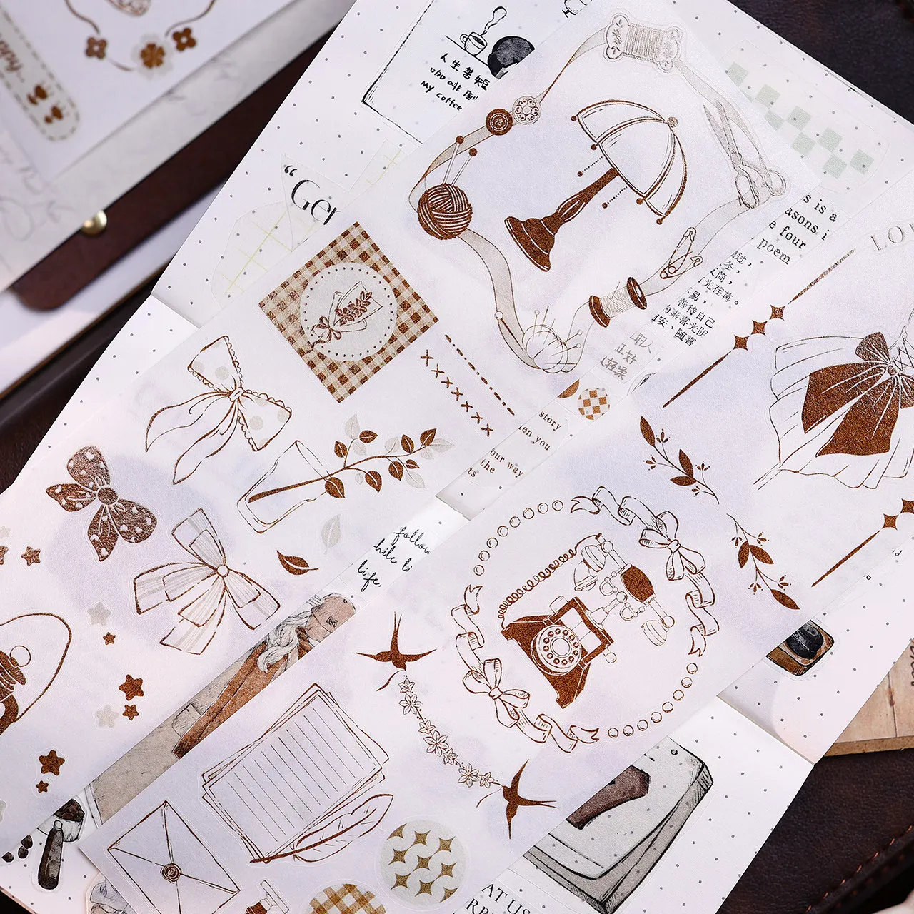 Retro Salt Series Caramel Washi Tape, Small Objects and Decorative Frames, Washi Paper and PET Die-Cut, DIY Journaling