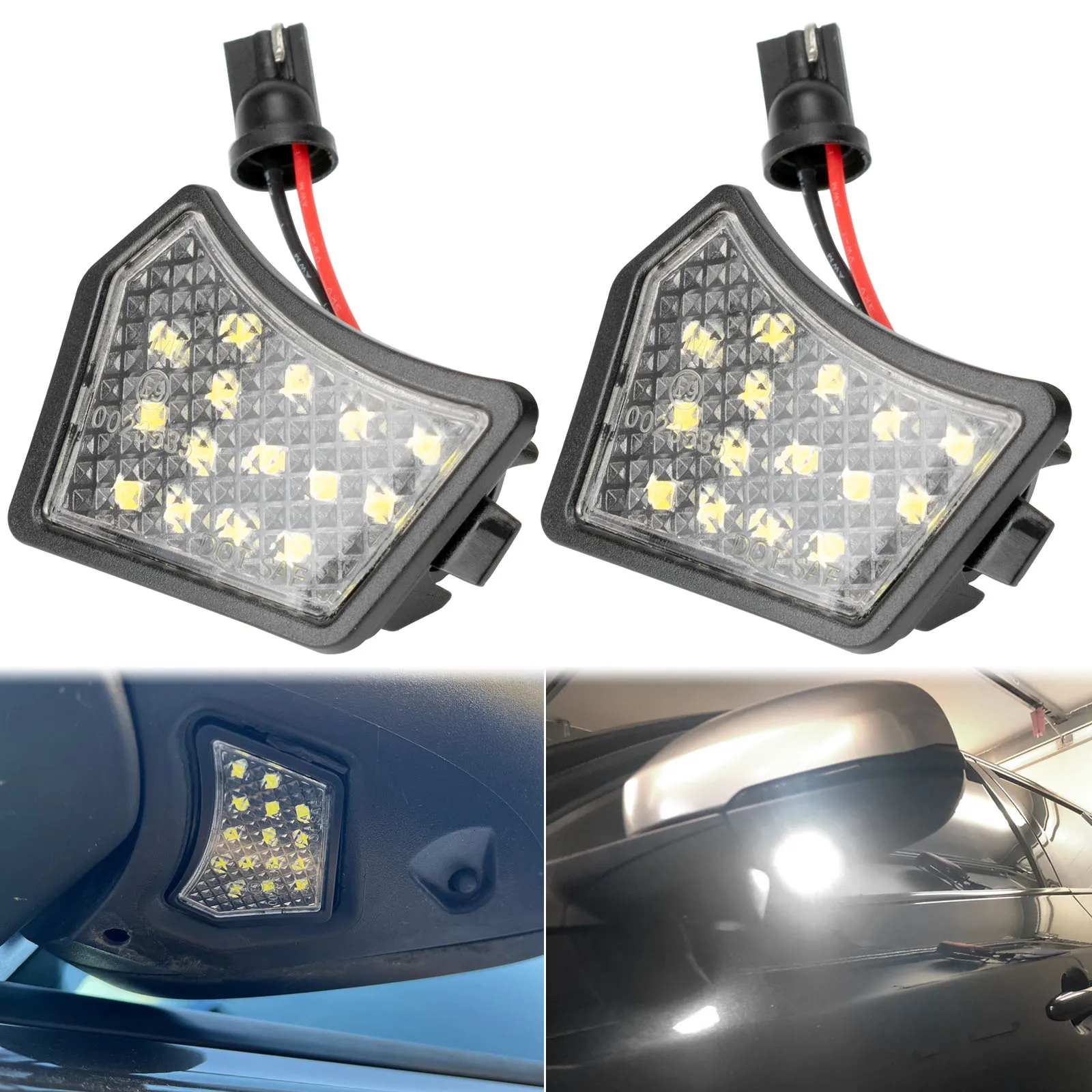 2x LED Under Mirror Puddle Light For Volvo V40 V50 V60 V70 MK3 C70 MK2 XC90 XC70 Jaguar XK XF Under Mirror Welcome Lamp